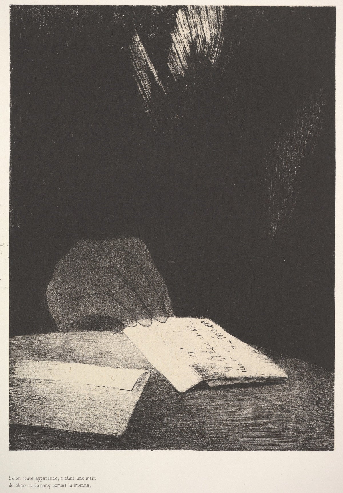 Odilon Redon, To all appearances, it was a hand of flesh and blood just like my own, 1896