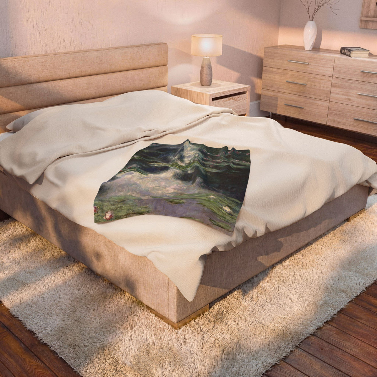 Water Lilies Velveteen Plush Blanket