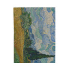 Wheat Field with Cypresses Velveteen Plush Blanket