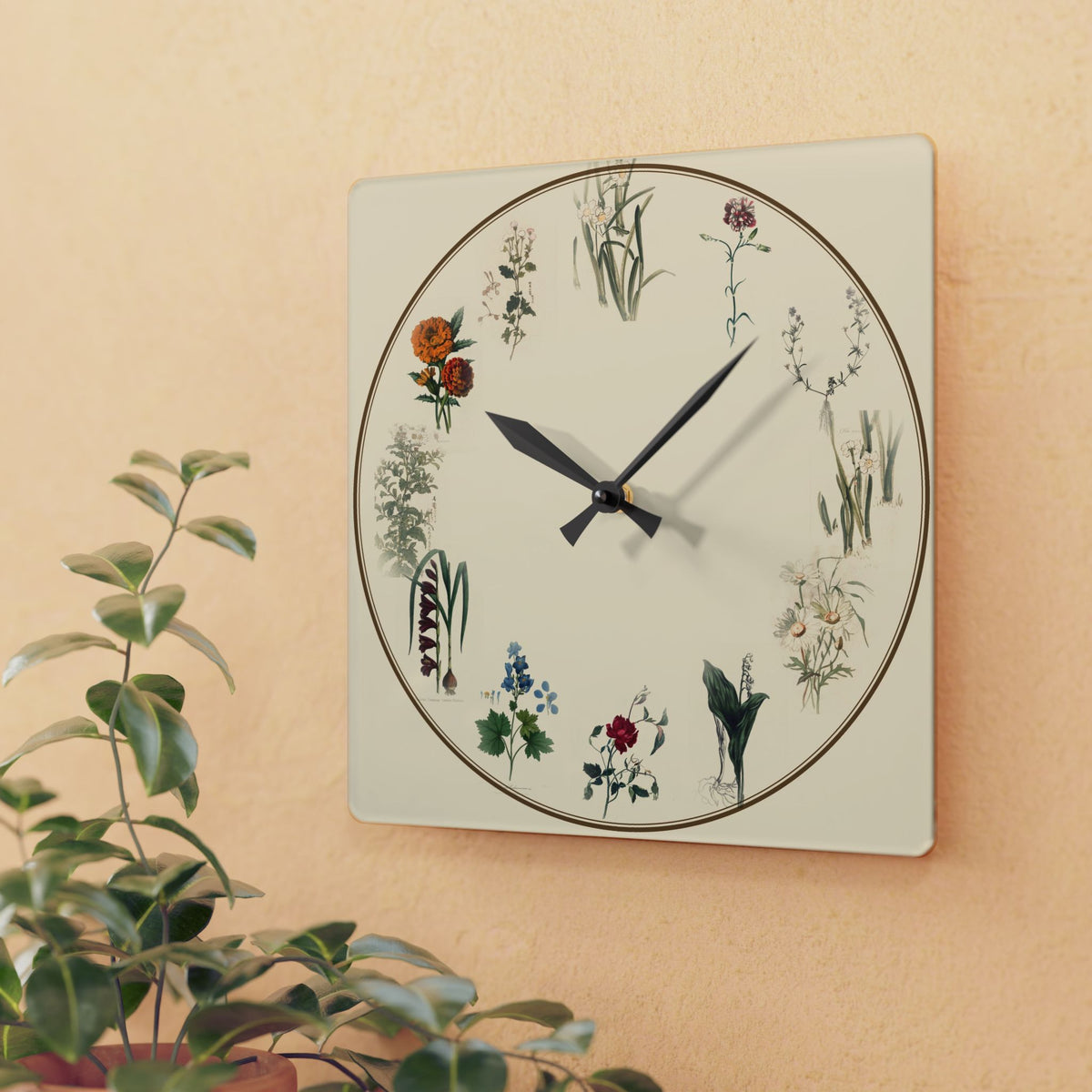Birth Flower Botanical Wall Clock