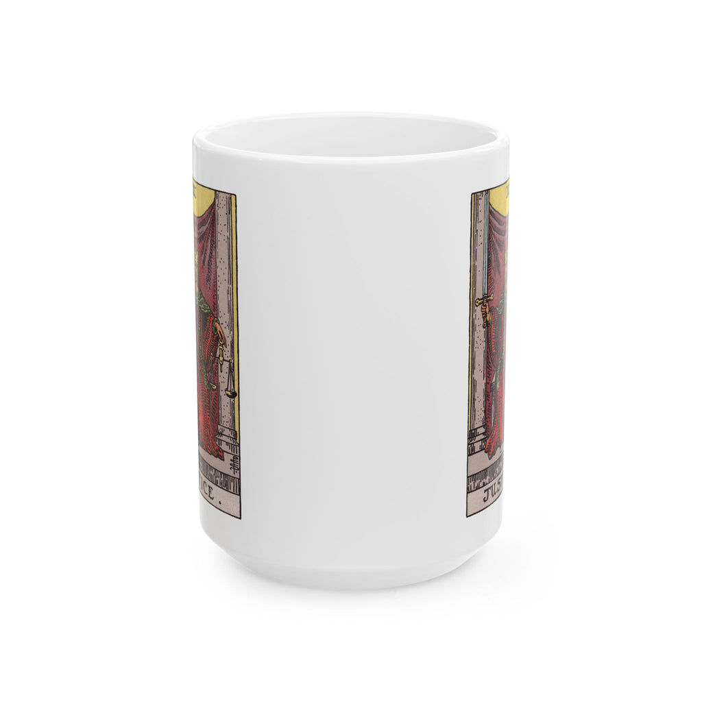 Justice tarot card mug, Rider-Waite-Smith design, ceramic 11oz/15oz, view 5