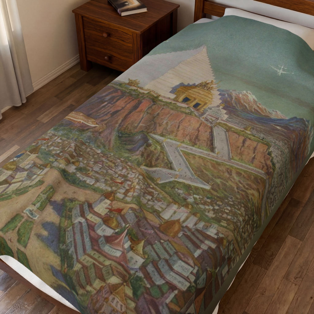 The Atlantean Temple Velveteen Plush Blanket