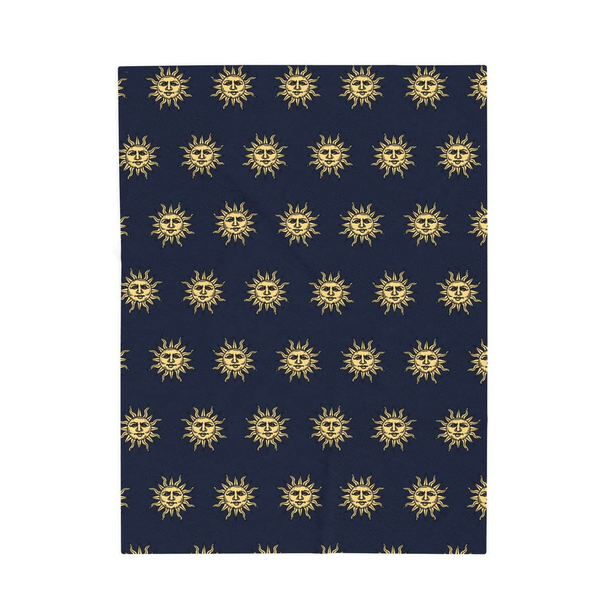 Woodcut Sun Face Pattern Velveteen Plush Blanket