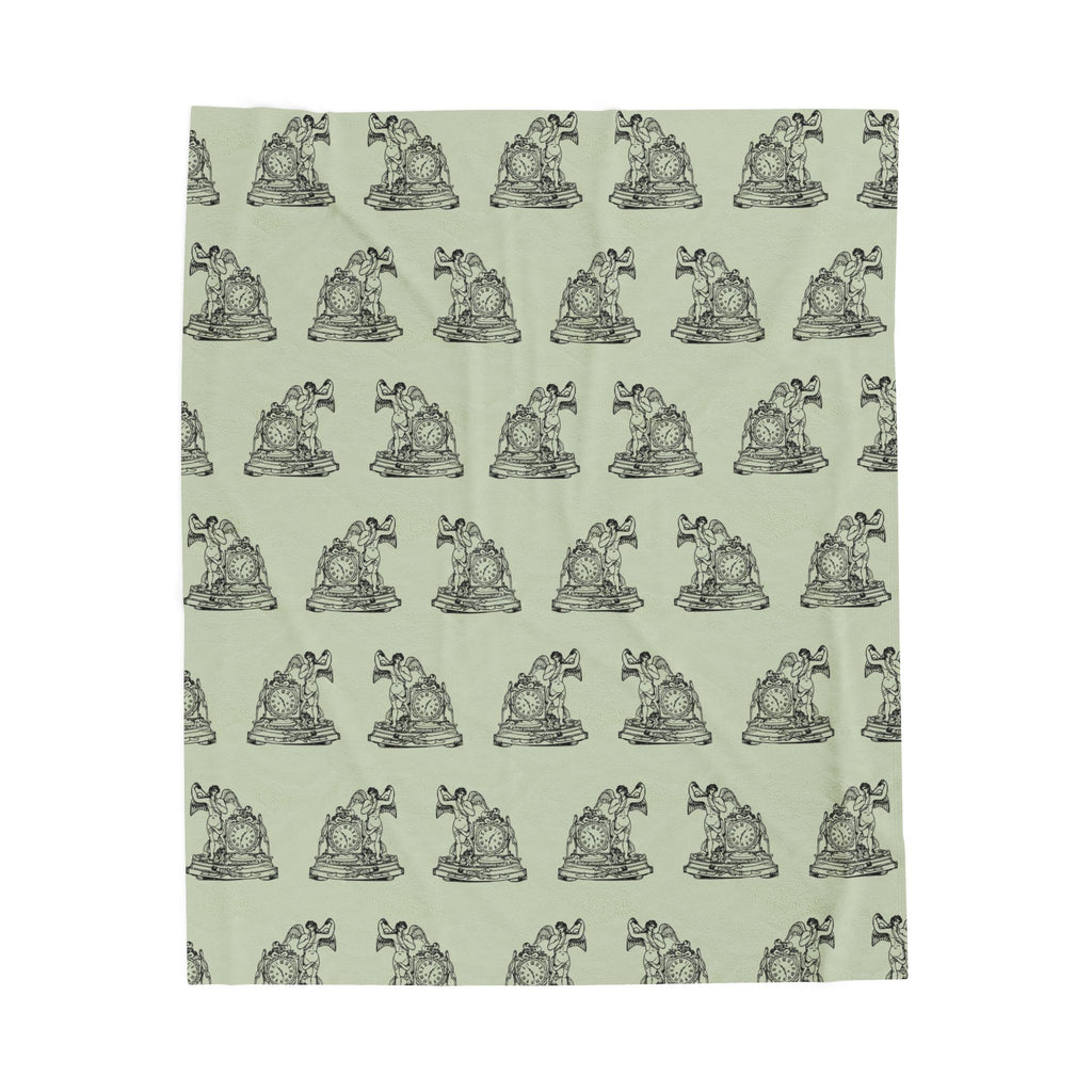 Angel and Clock Pattern Velveteen Plush Blanket