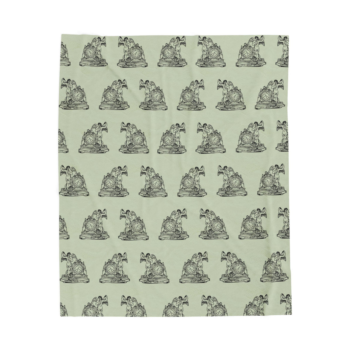 Angel and Clock Pattern Velveteen Plush Blanket