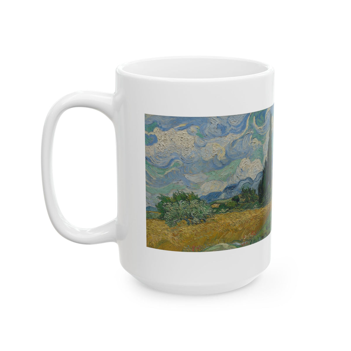Wheat Field with Cypresses Mug