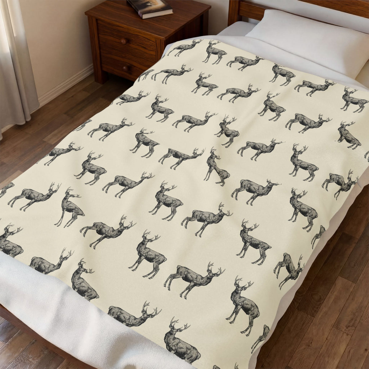 Stag Pattern Velveteen Plush Blanket