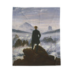 Wanderer above the Sea of Fog Velveteen Plush Blanket