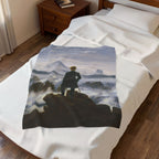 Wanderer above the Sea of Fog Velveteen Plush Blanket