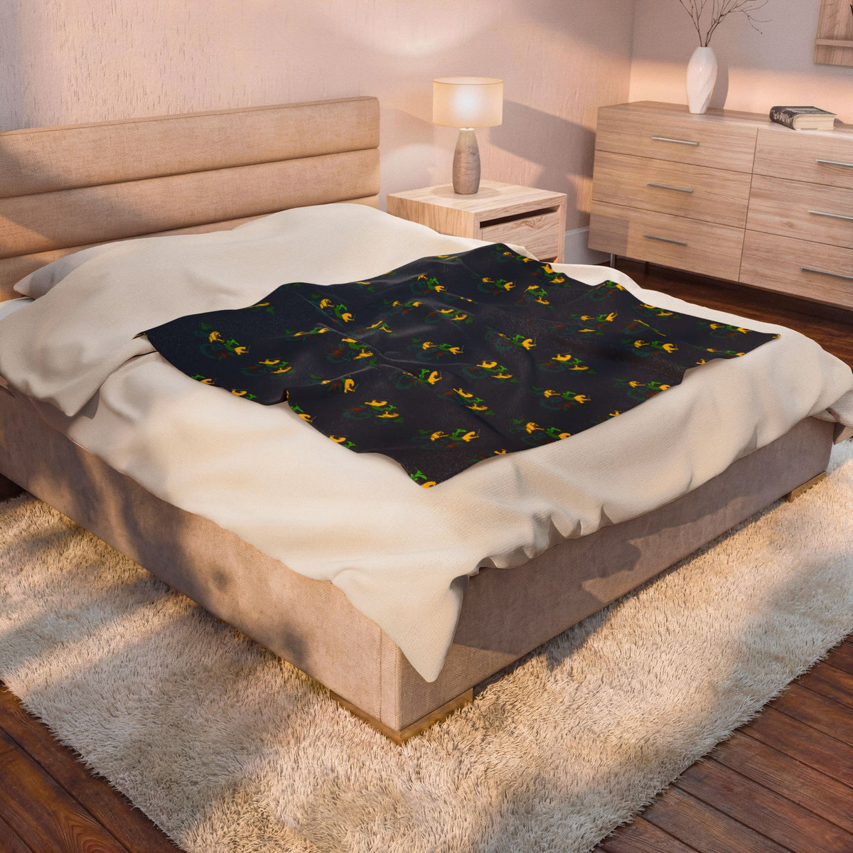 Heraldic Merlion Pattern Velveteen Plush Blanket