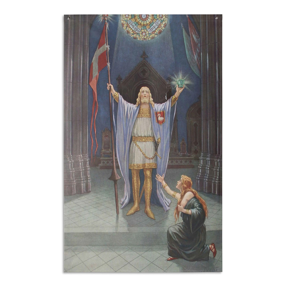 Parsifal and the Holy Grail Banner Flag: Knapp Hanging Wall Flag