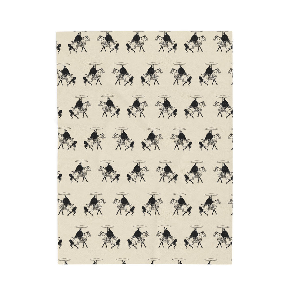 Samurai on Horseback Pattern Velveteen Plush Blanket