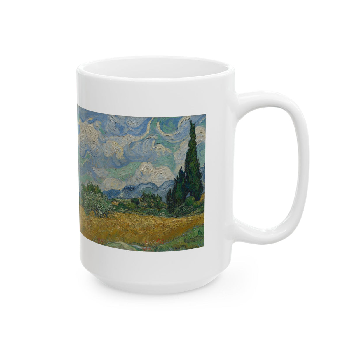 Wheat Field with Cypresses Mug