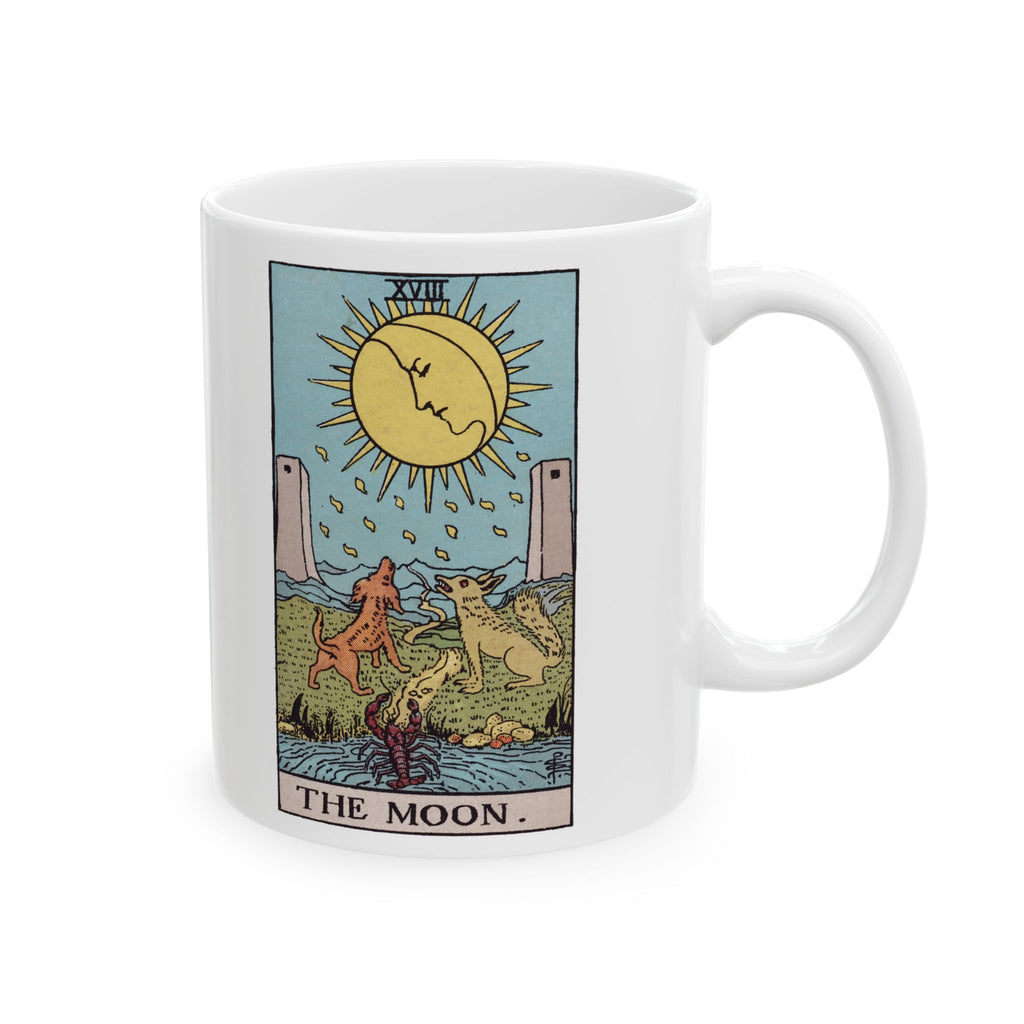The Moon tarot card mug, Rider-Waite-Smith design, ceramic 11oz/15oz, view 1