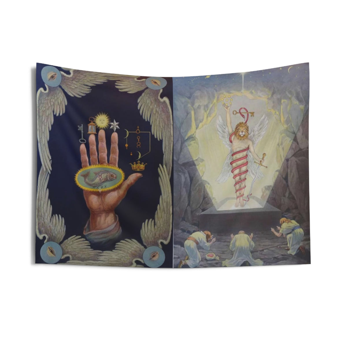 Hand of the Mysteries and Mithra as Kronos Wall Tapestry: Mystery Diptych