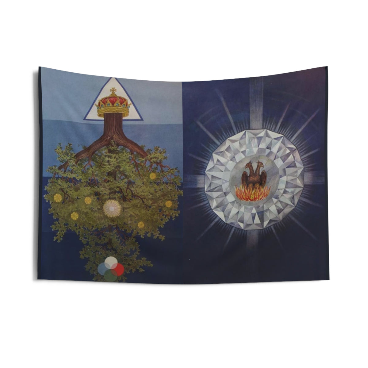 Sephiroth and Occultum Lapidem Wall Tapestry: Kabbalah and Alchemy Diptych