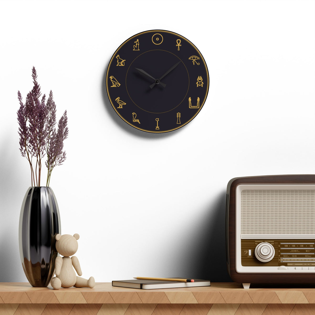 Egyptian Hieroglyphs Wall Clock