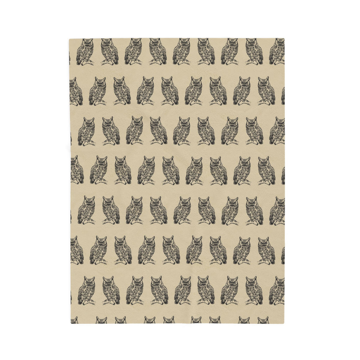 Horned Owl Pattern Velveteen Plush Blanket