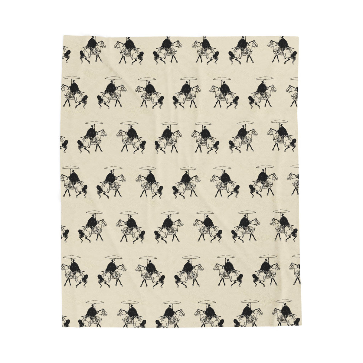 Samurai on Horseback Pattern Velveteen Plush Blanket