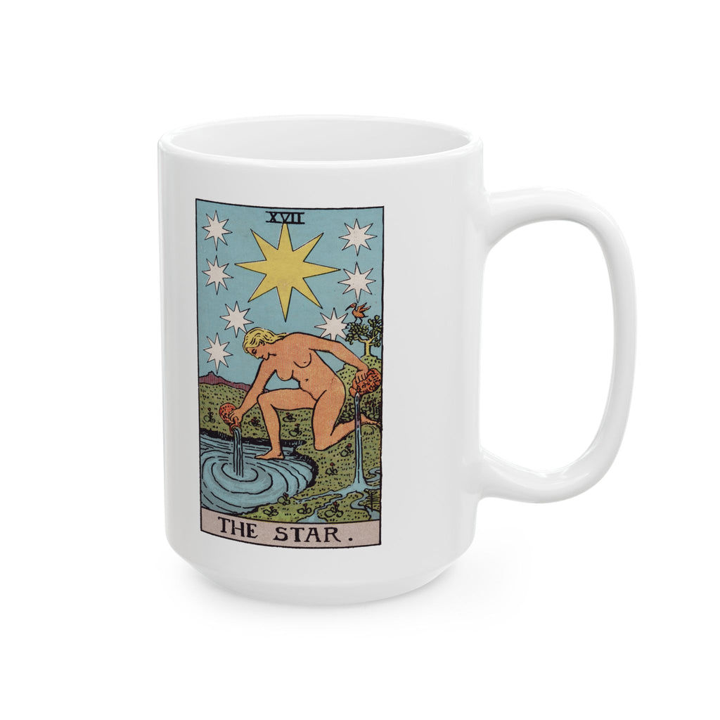 The Star tarot card mug, Rider-Waite-Smith design, ceramic 11oz/15oz, view 3