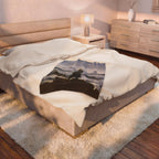 Wanderer above the Sea of Fog Velveteen Plush Blanket