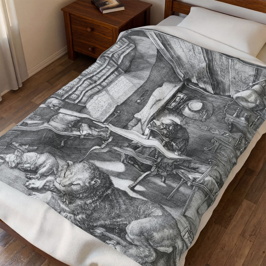Saint Jerome in His Study Velveteen Plush Blanket