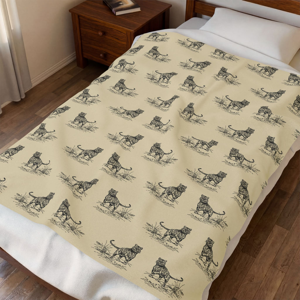 Tiger Pattern Velveteen Plush Blanket