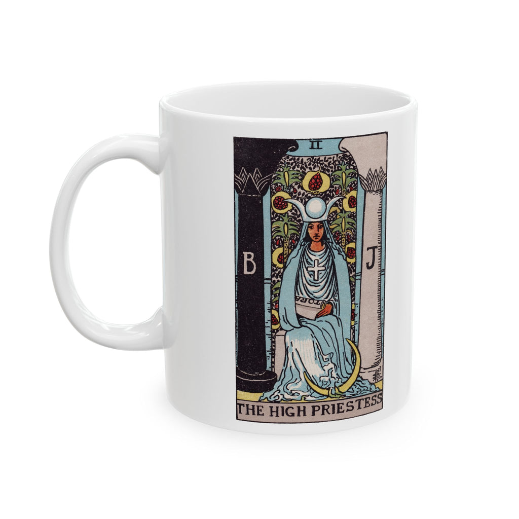 The High Priestess tarot card mug, Rider-Waite-Smith design, ceramic 11oz/15oz, view 2