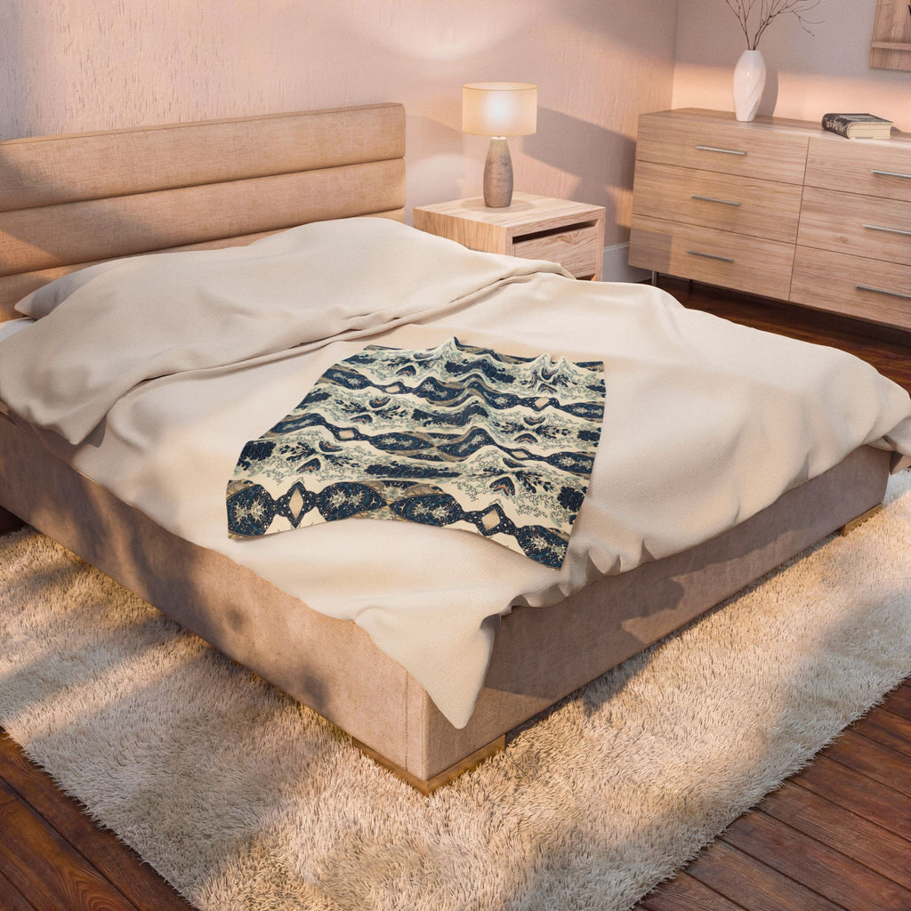 Great Wave Mirror Pattern Velveteen Plush Blanket