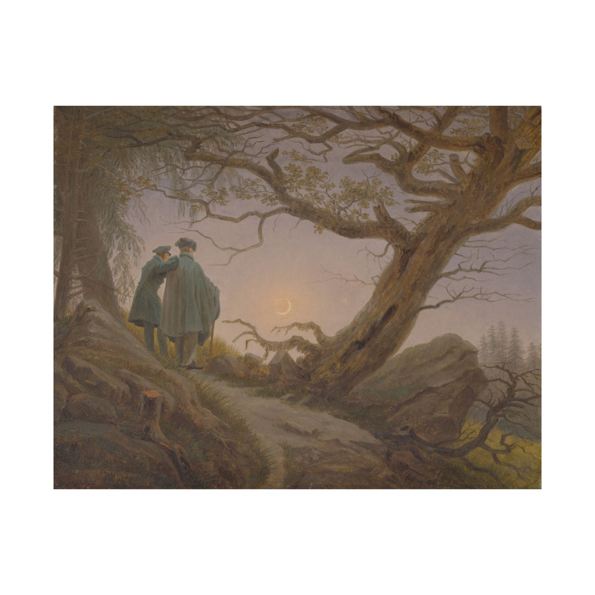 Caspar David Friedrich 'Two Men Contemplating the Moon' Poster