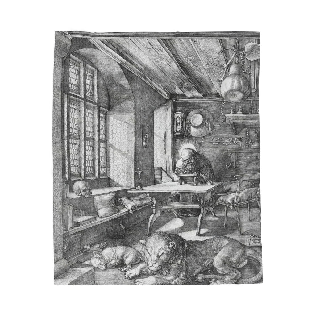 Saint Jerome in His Study Velveteen Plush Blanket