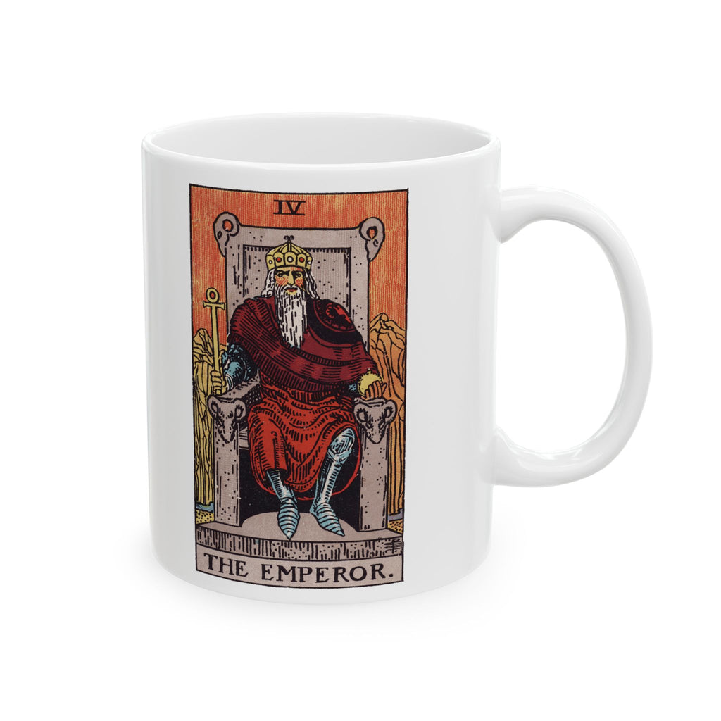 The Emperor tarot card mug, Rider-Waite-Smith design, ceramic 11oz/15oz, view 1
