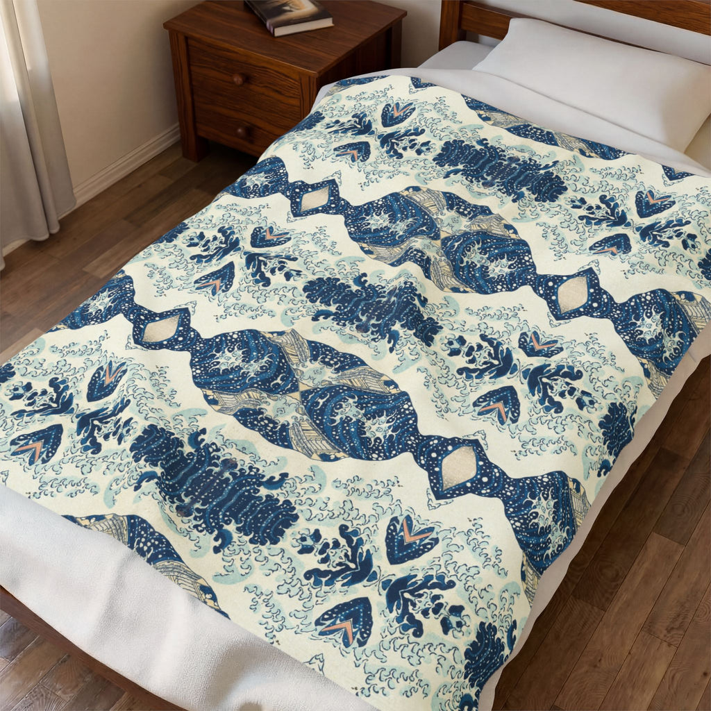 Great Wave Mirror Pattern Velveteen Plush Blanket