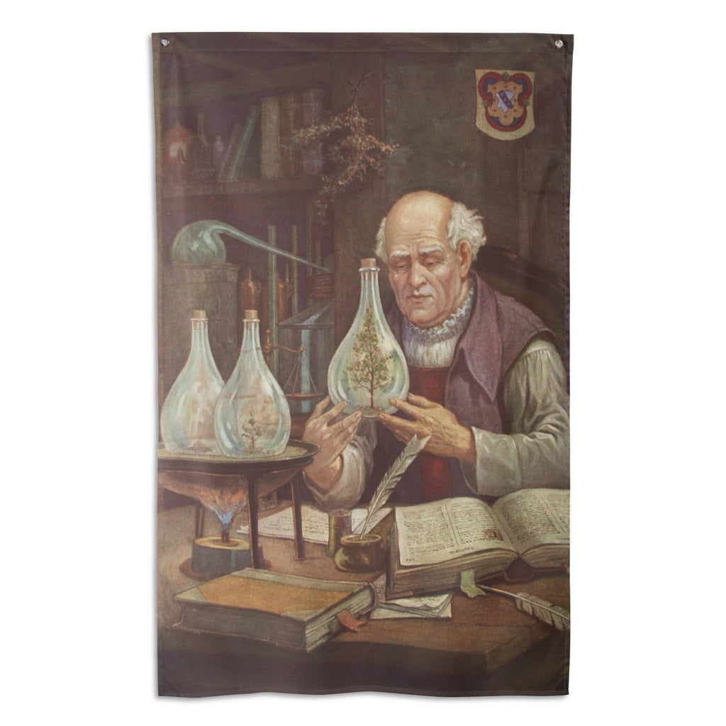 Paracelsus and the Flasks Banner Flag: Knapp Hanging Wall Flag