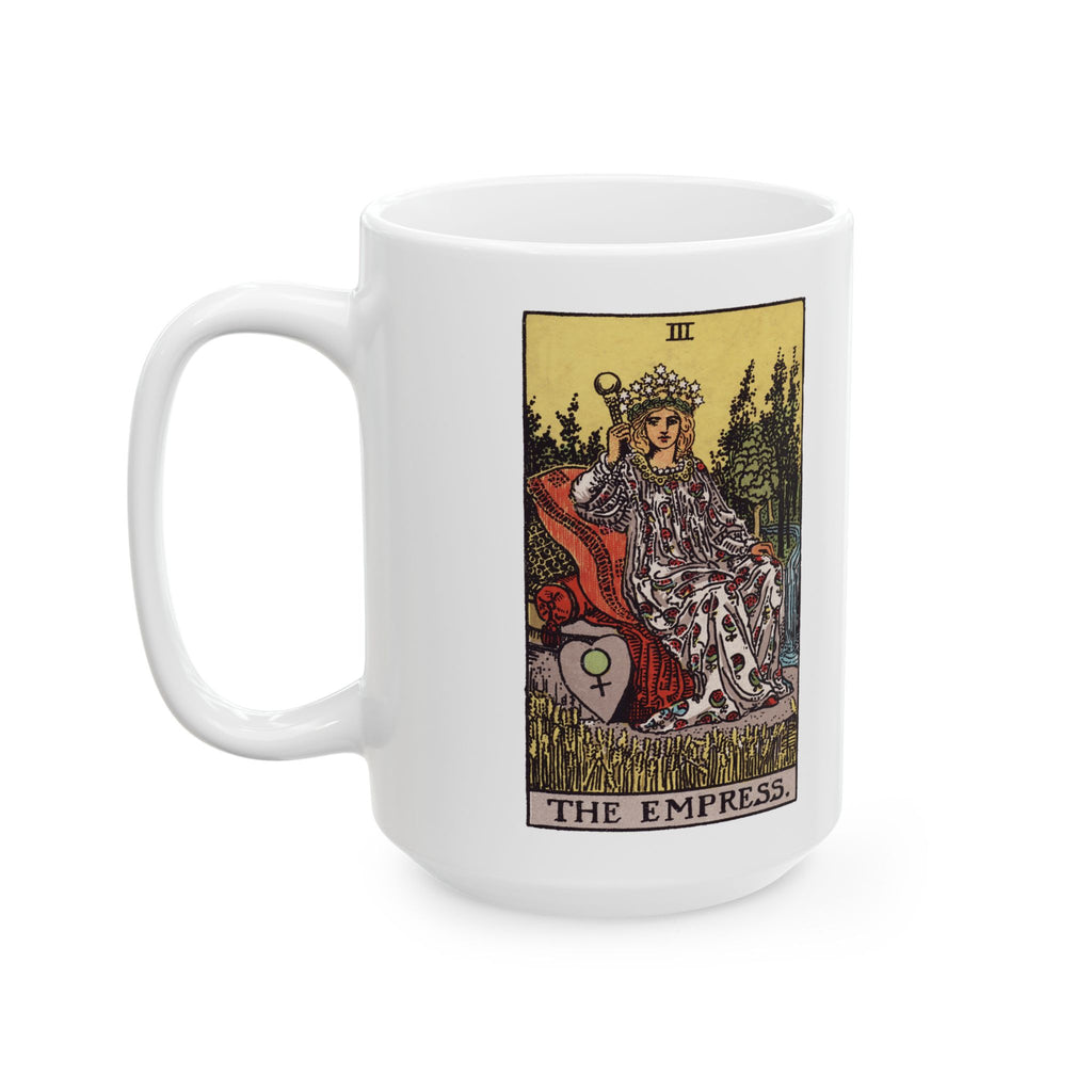 The Empress tarot card mug, Rider-Waite-Smith design, ceramic 11oz/15oz, view 3