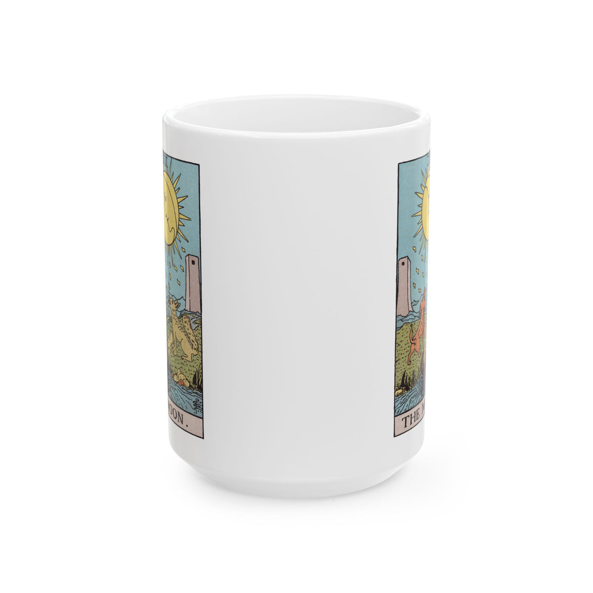 The Moon tarot card mug, Rider-Waite-Smith design, ceramic 11oz/15oz, view 5