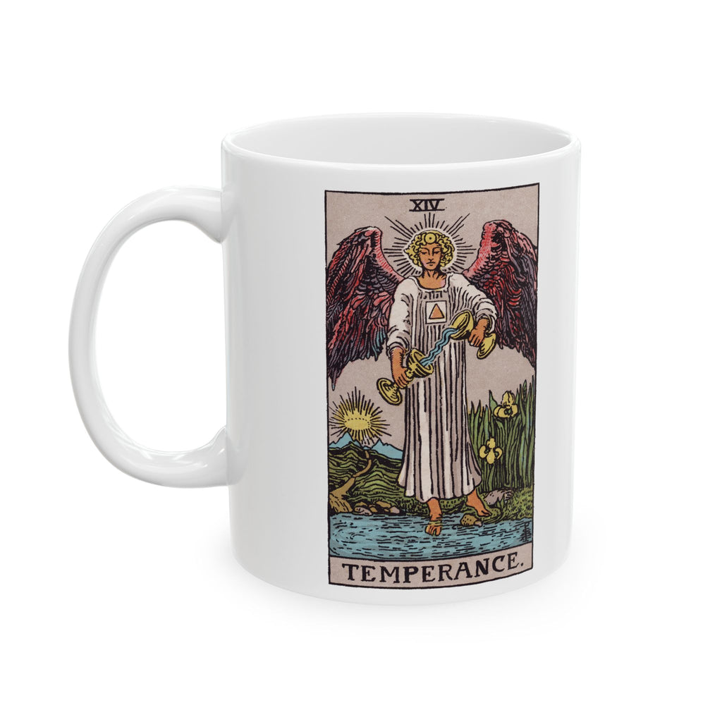Temperance tarot card mug, Rider-Waite-Smith design, ceramic 11oz/15oz, view 2
