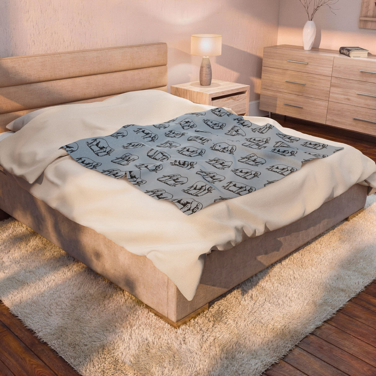 Elephant Pattern Velveteen Plush Blanket
