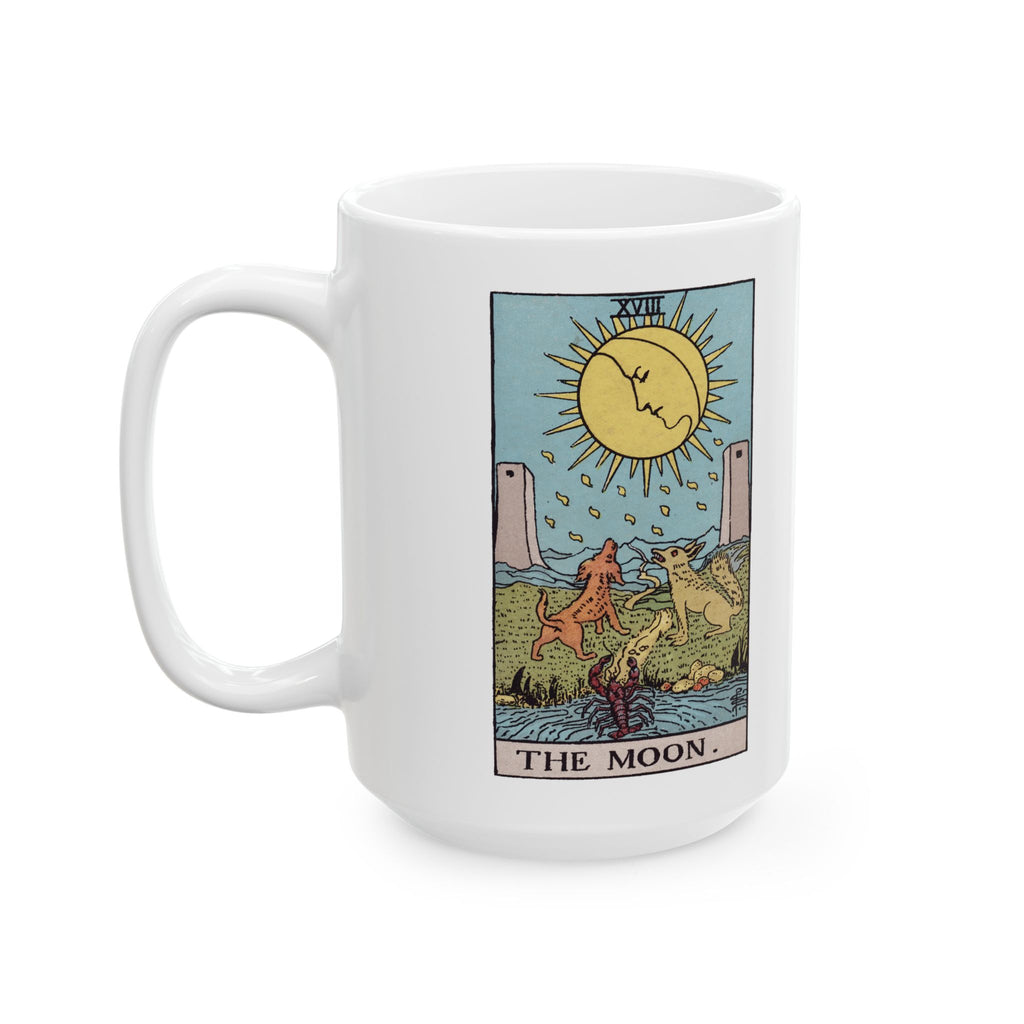The Moon tarot card mug, Rider-Waite-Smith design, ceramic 11oz/15oz, view 4