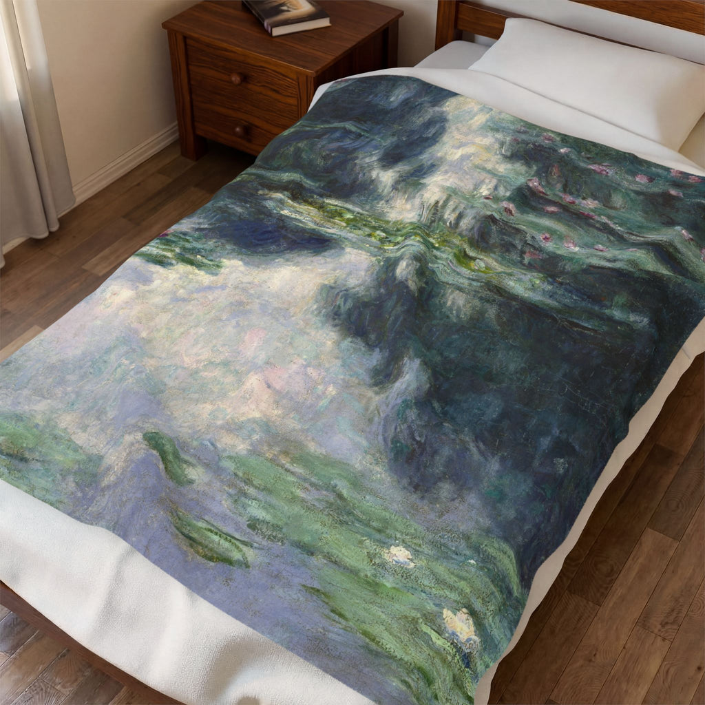 Water Lilies Velveteen Plush Blanket