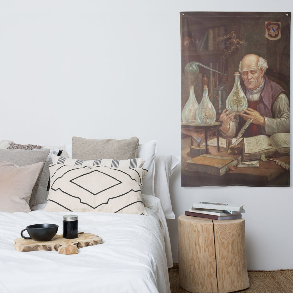 Paracelsus and the Flasks Banner Flag: Knapp Hanging Wall Flag