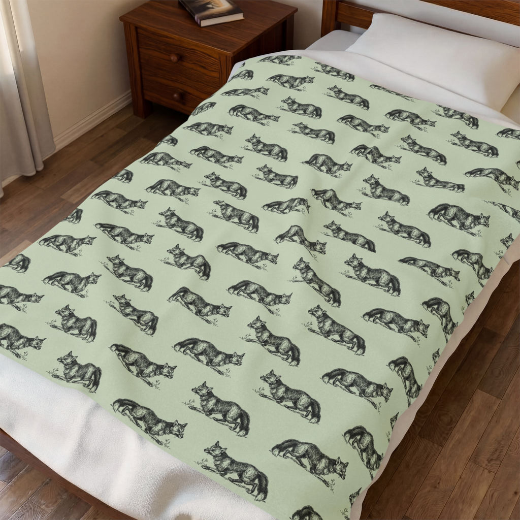 Fox Pattern Velveteen Plush Blanket