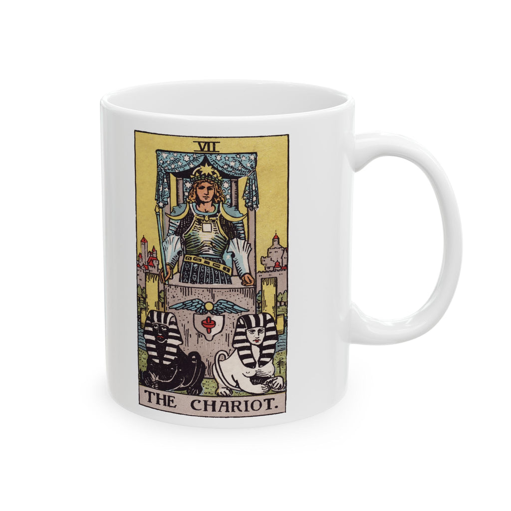 The Chariot tarot card mug, Rider-Waite-Smith design, ceramic 11oz/15oz, view 1