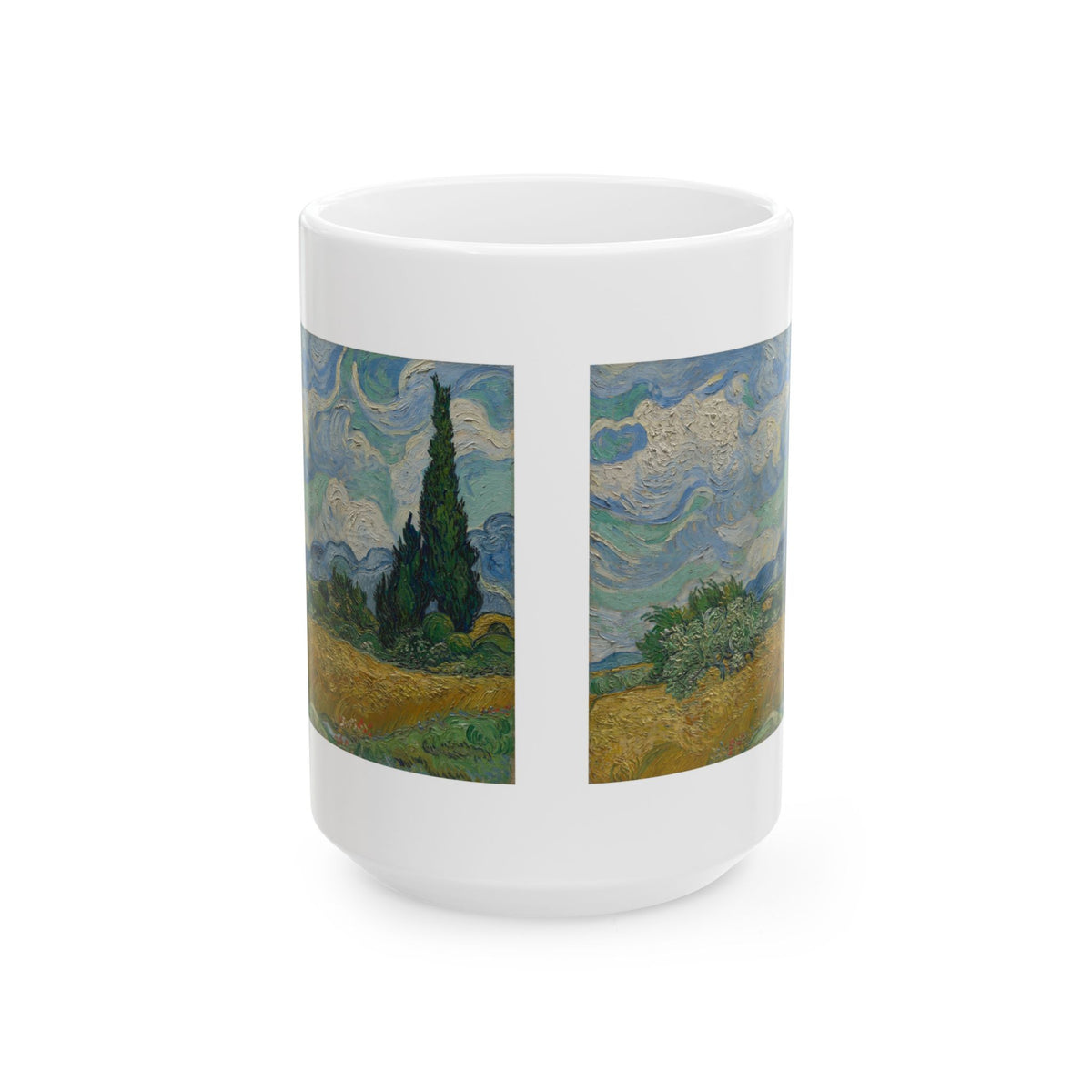 Wheat Field with Cypresses Mug