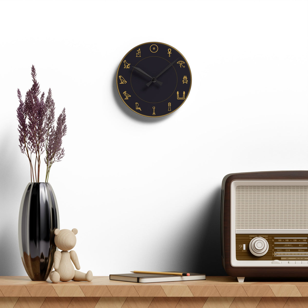 Egyptian Hieroglyphs Wall Clock