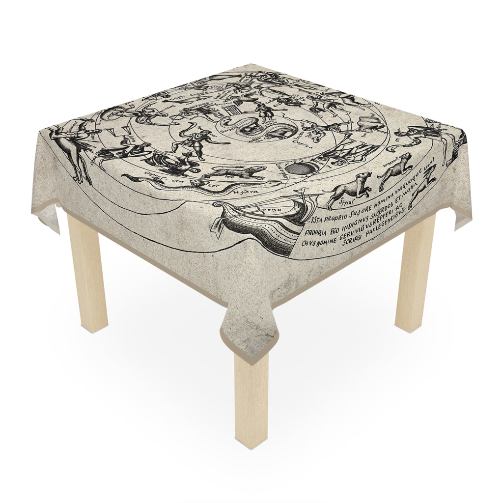 Antique Zodiac Etching Altar Cloth: Constellations as Figures and Beasts