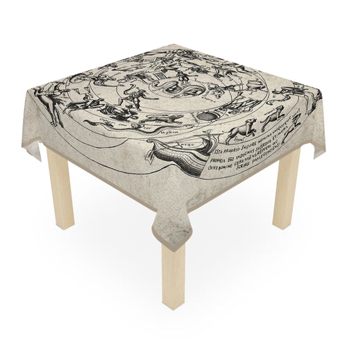 Antique Zodiac Etching Altar Cloth: Constellations as Figures and Beasts