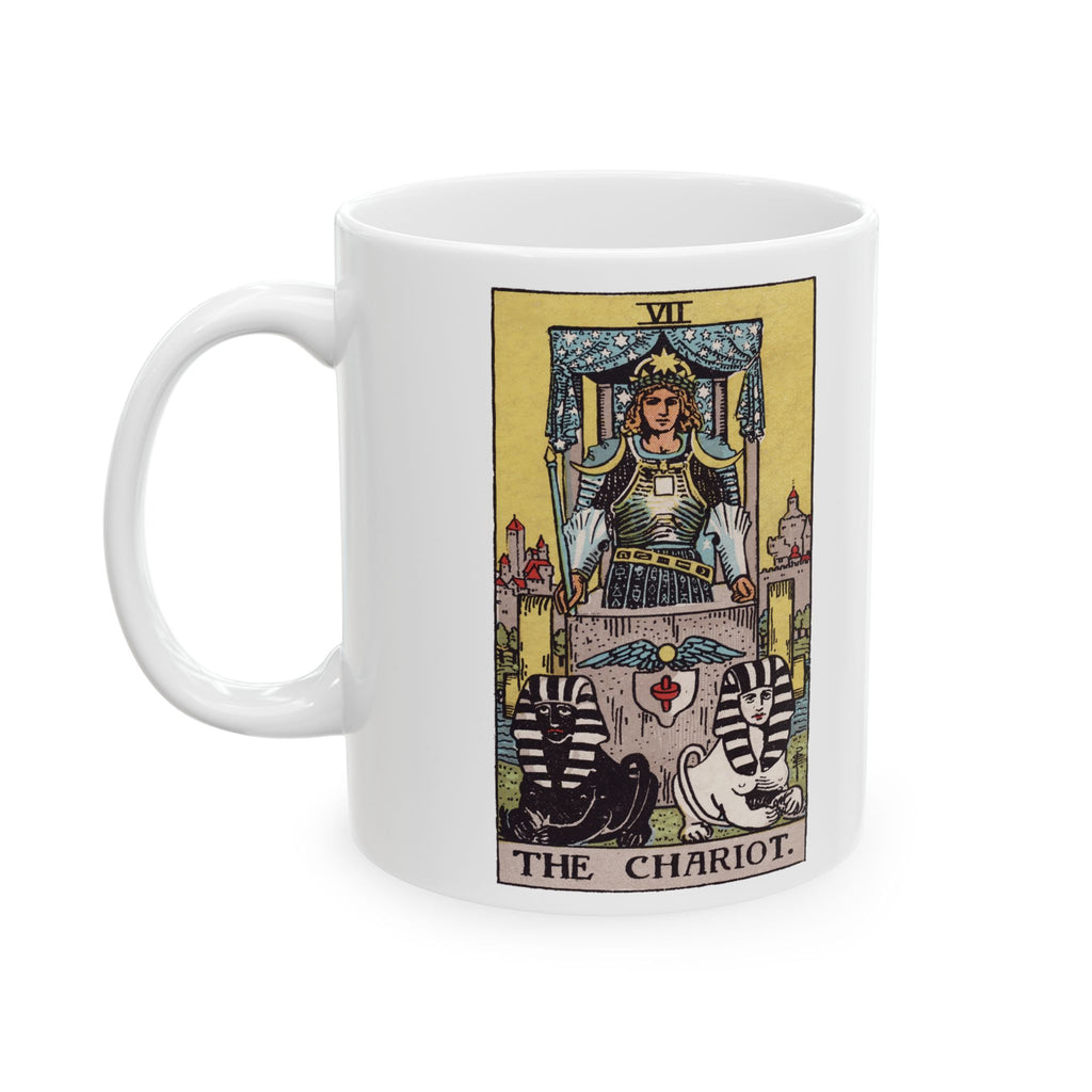 The Chariot tarot card mug, Rider-Waite-Smith design, ceramic 11oz/15oz, view 2