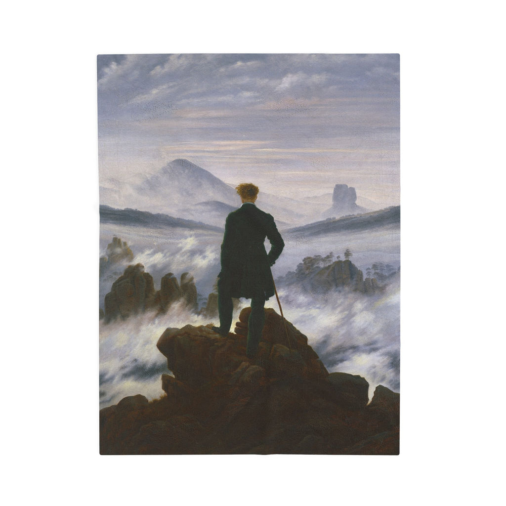 Wanderer above the Sea of Fog Velveteen Plush Blanket