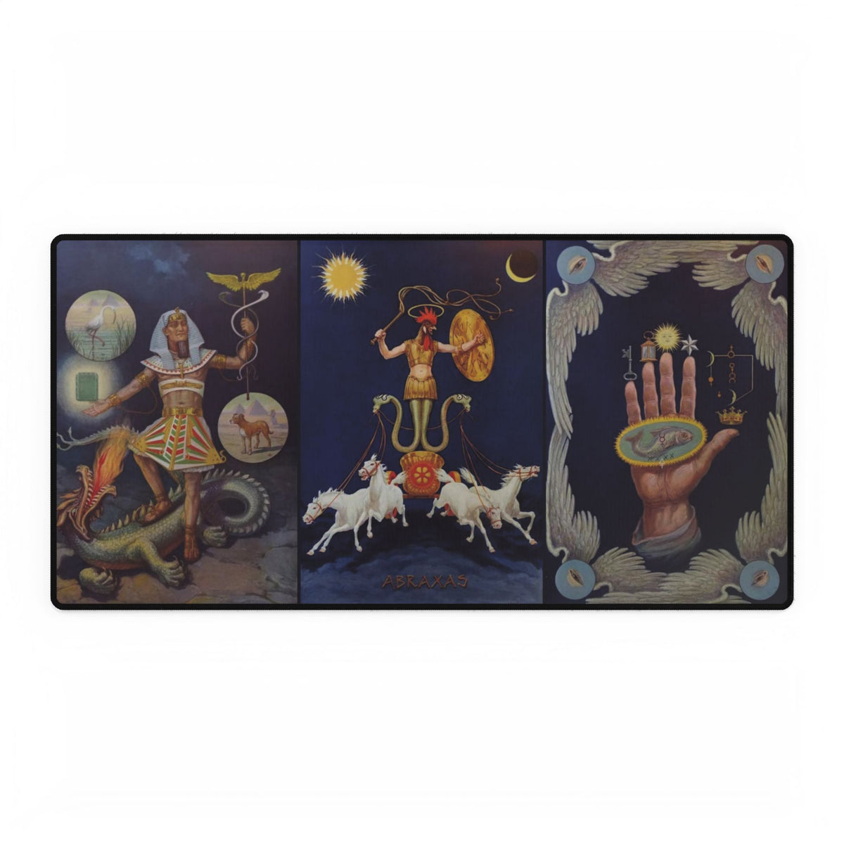 Hermes Trismegistus, Abraxas and Hand of the Mysteries Desk Mat: Knapp Triptych